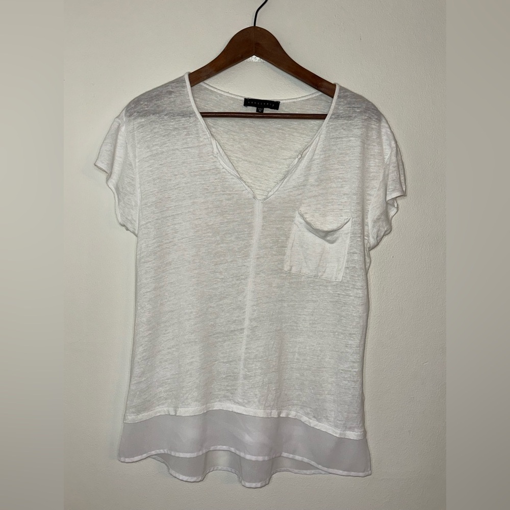 Sanctuary White Short Sleeve V-Neck Top